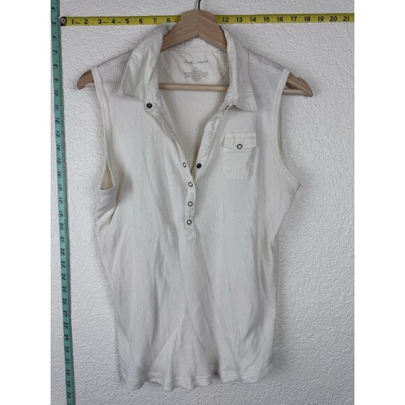 i.e relaxed 100% Cotton Ribbed Collar Tank Cream with pocket Size L - Picture 1 of 3